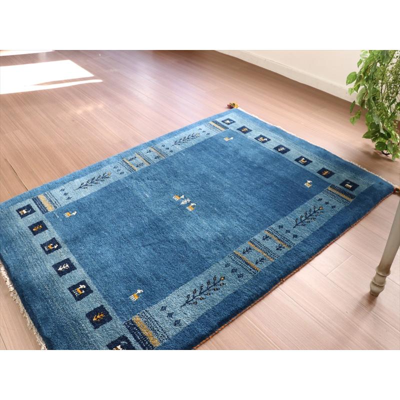 ギャッベ イラン産手織り 143x100cm やさしい水色　ブルー　ツートーン | ブランド登録なし | 05