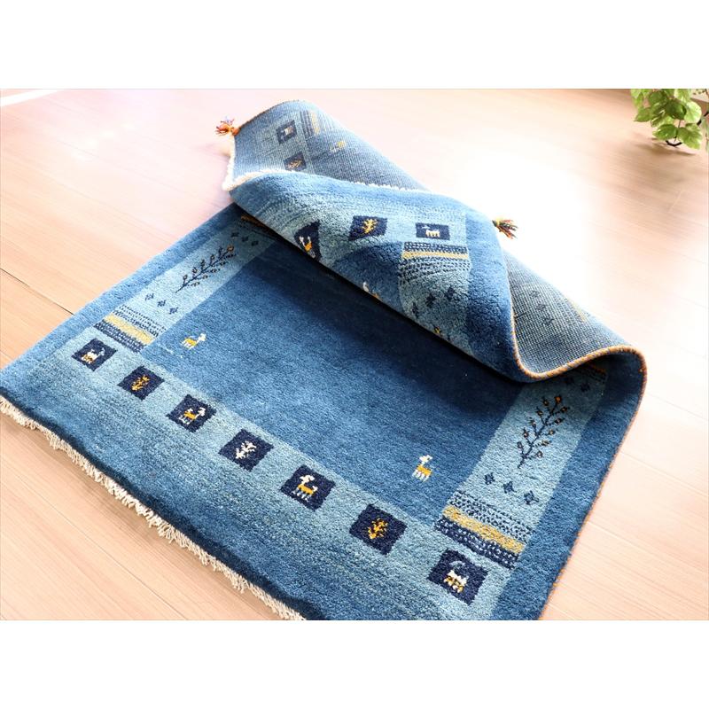 ギャッベ イラン産手織り 143x100cm やさしい水色　ブルー　ツートーン | ブランド登録なし | 07