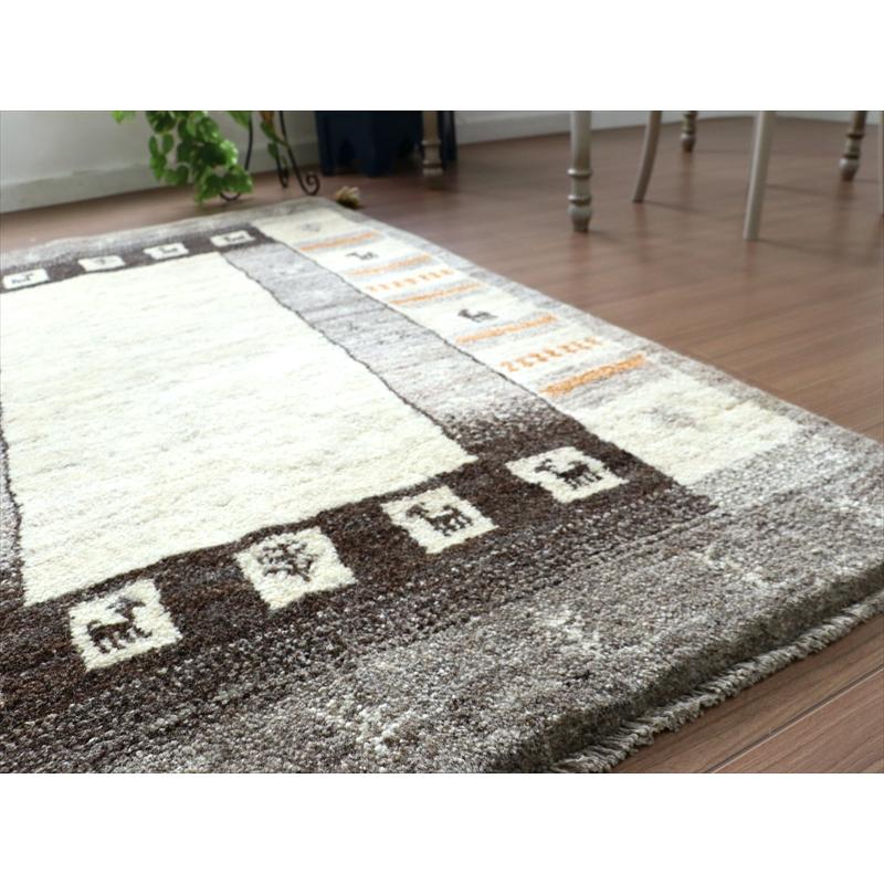 ギャッベ イラン　遊牧民の手織りラグ 142x98cm ナチュラルアイボリー　グレー　 | ブランド登録なし | 04