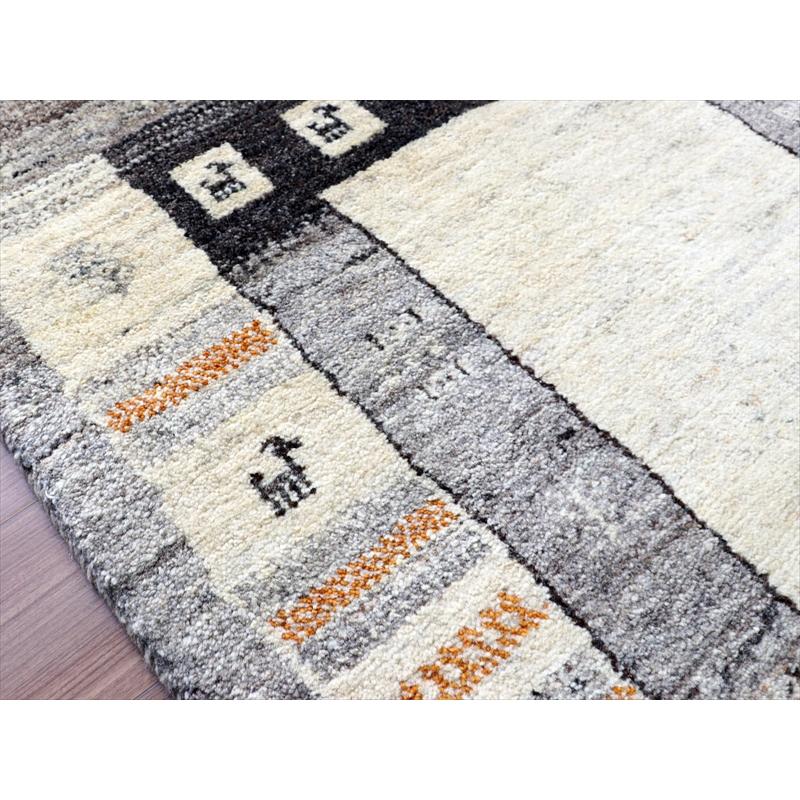 ギャッベ イラン　遊牧民の手織りラグ 142x98cm ナチュラルアイボリー　グレー　 | ブランド登録なし | 06