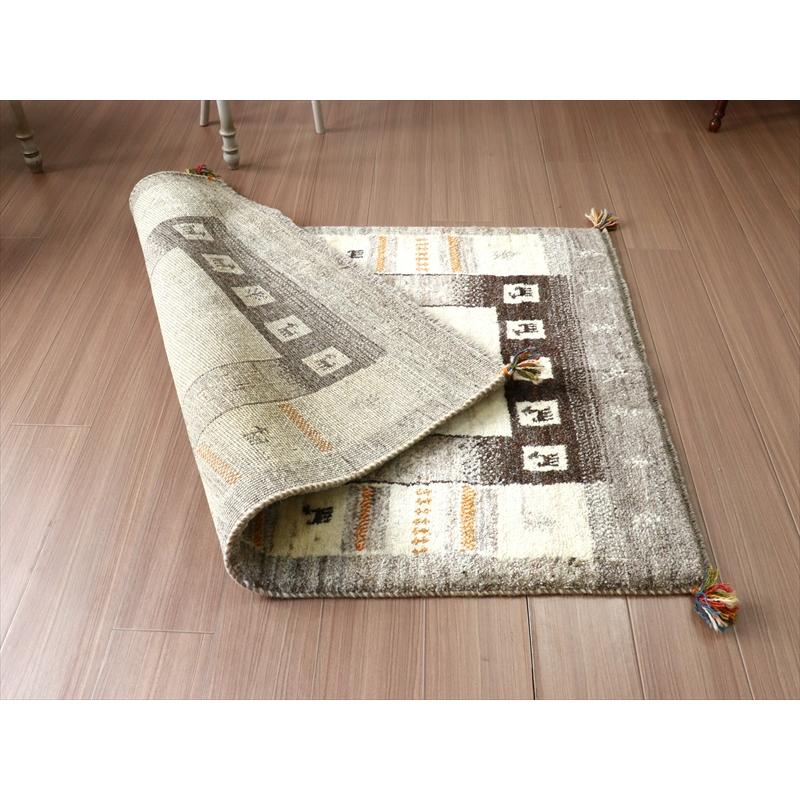 ギャッベ イラン　遊牧民の手織りラグ 142x98cm ナチュラルアイボリー　グレー　 | ブランド登録なし | 08