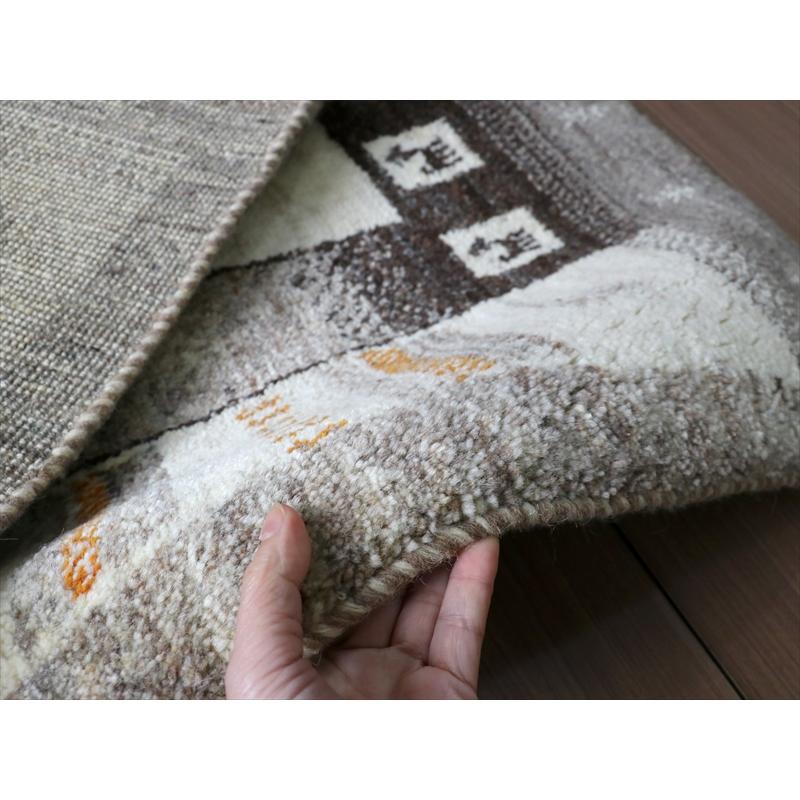 ギャッベ イラン　遊牧民の手織りラグ 142x98cm ナチュラルアイボリー　グレー　 | ブランド登録なし | 09