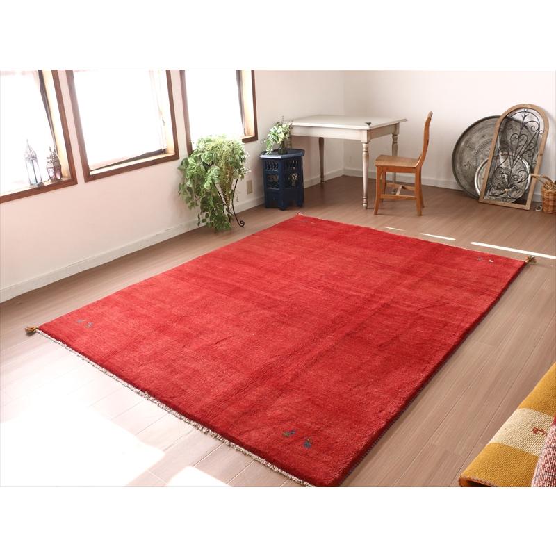 ギャッベ　無地 レッド シンプル 238x192cm | ブランド登録なし | 01