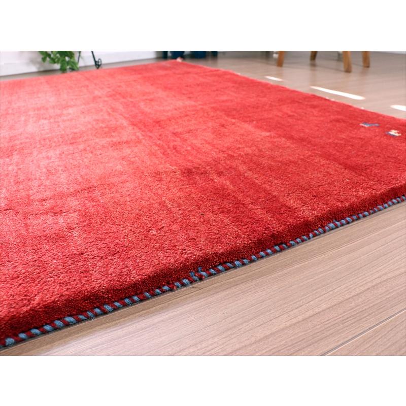 ギャッベ　無地 レッド シンプル 238x192cm | ブランド登録なし | 08