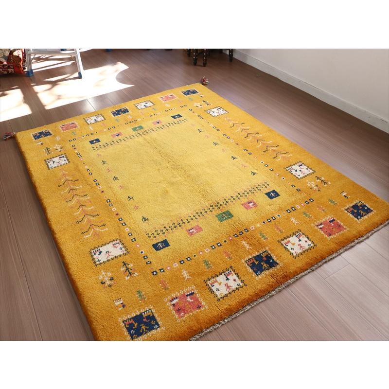 ギャッベ　イエロー　オレンジ 194x150cm カラフルなタイルモチーフ | ブランド登録なし | 05
