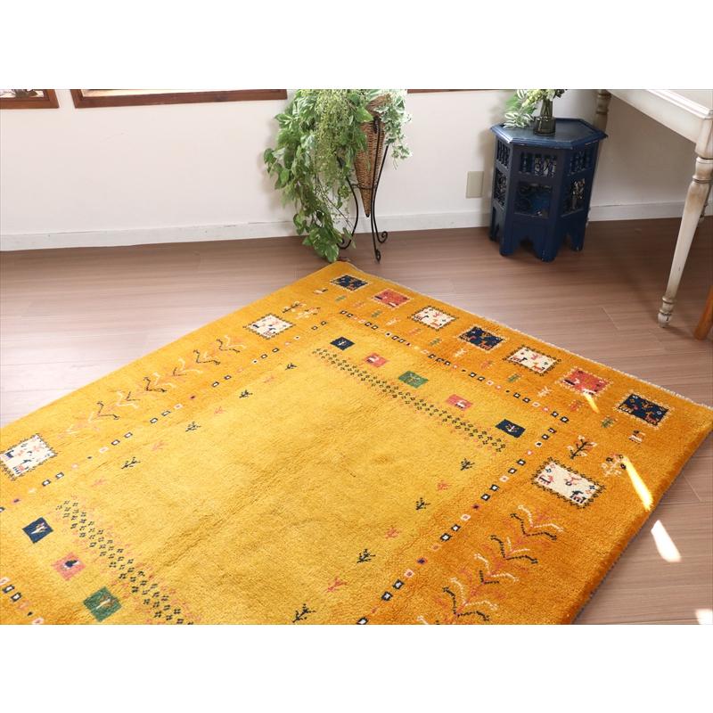 ギャッベ　イエロー　オレンジ 194x150cm カラフルなタイルモチーフ | ブランド登録なし | 06