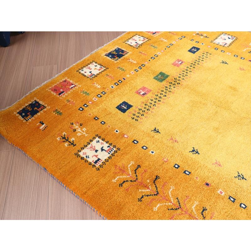 ギャッベ　イエロー　オレンジ 194x150cm カラフルなタイルモチーフ | ブランド登録なし | 08