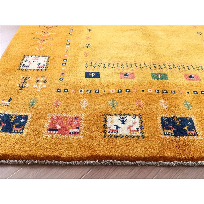 ギャッベ　イエロー　オレンジ 194x150cm カラフルなタイルモチーフ | ブランド登録なし | 09