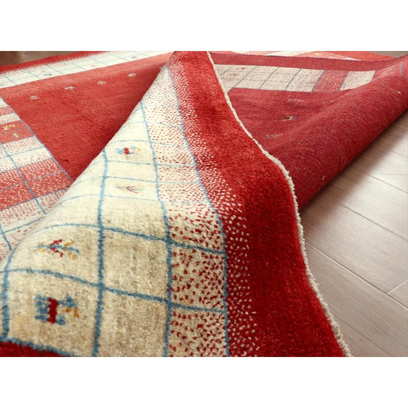ギャッベ　カシュガイ族の手織り 296x200cm レッド/ナチュラルアイボリー　タイル　植物と動物のモチーフ | ブランド登録なし | 14
