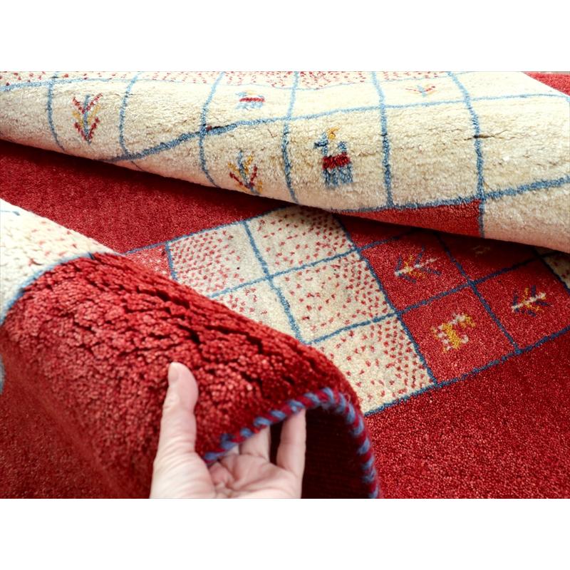 ギャッベ　カシュガイ族の手織り 296x200cm レッド/ナチュラルアイボリー　タイル　植物と動物のモチーフ | ブランド登録なし | 15