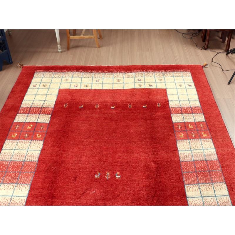 ギャッベ　カシュガイ族の手織り 296x200cm レッド/ナチュラルアイボリー　タイル　植物と動物のモチーフ | ブランド登録なし | 02