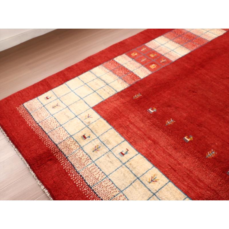 ギャッベ　カシュガイ族の手織り 296x200cm レッド/ナチュラルアイボリー　タイル　植物と動物のモチーフ | ブランド登録なし | 03