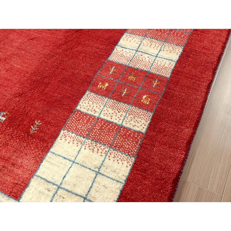 ギャッベ　カシュガイ族の手織り 296x200cm レッド/ナチュラルアイボリー　タイル　植物と動物のモチーフ | ブランド登録なし | 05