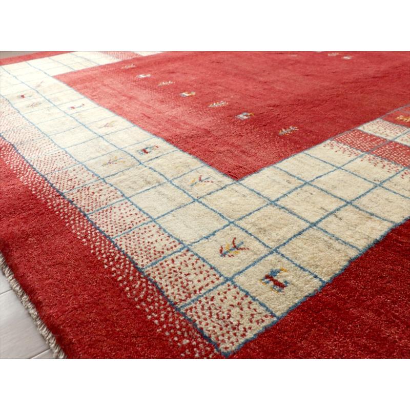 ギャッベ　カシュガイ族の手織り 296x200cm レッド/ナチュラルアイボリー　タイル　植物と動物のモチーフ | ブランド登録なし | 06