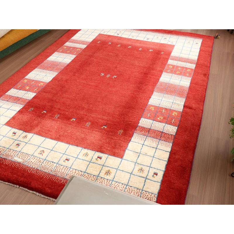 ギャッベ　カシュガイ族の手織り 296x200cm レッド/ナチュラルアイボリー　タイル　植物と動物のモチーフ | ブランド登録なし | 07