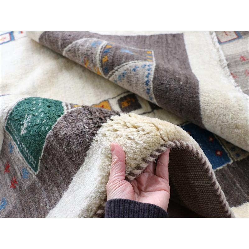 ギャッベ 毛足の長いラグ 228x170cm ナチュラルアイボリー　グレー | ブランド登録なし | 11