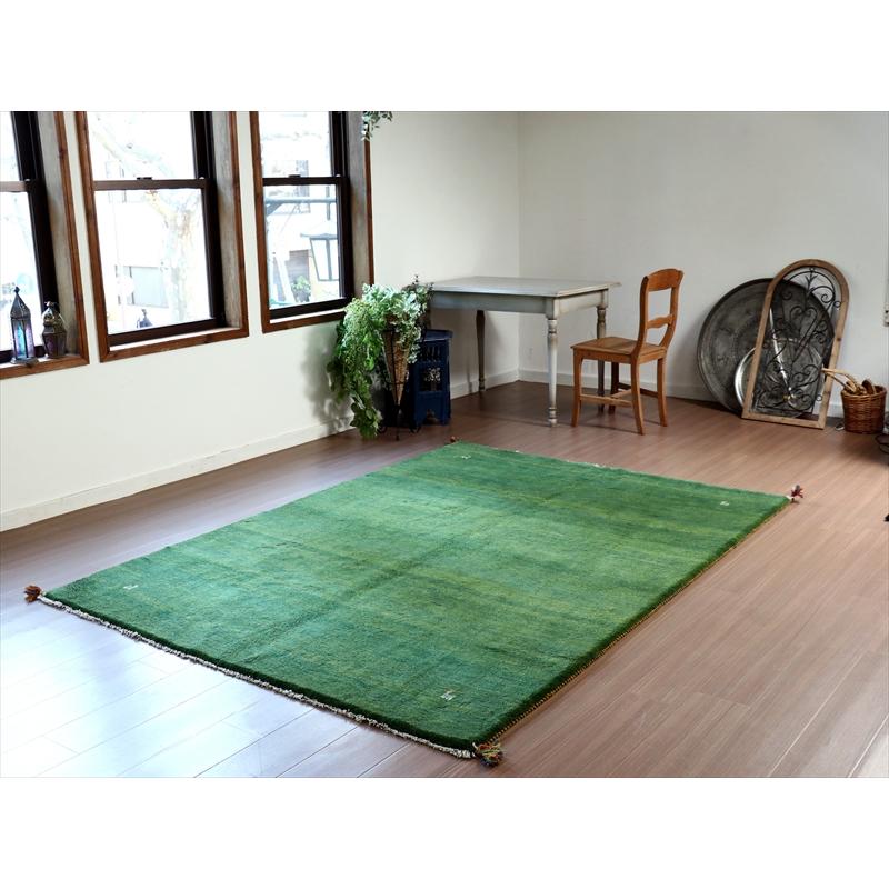 ギャッベ　グリーン 無地　シンプル 238x170cm 自然なグラデーション | ブランド登録なし | 01