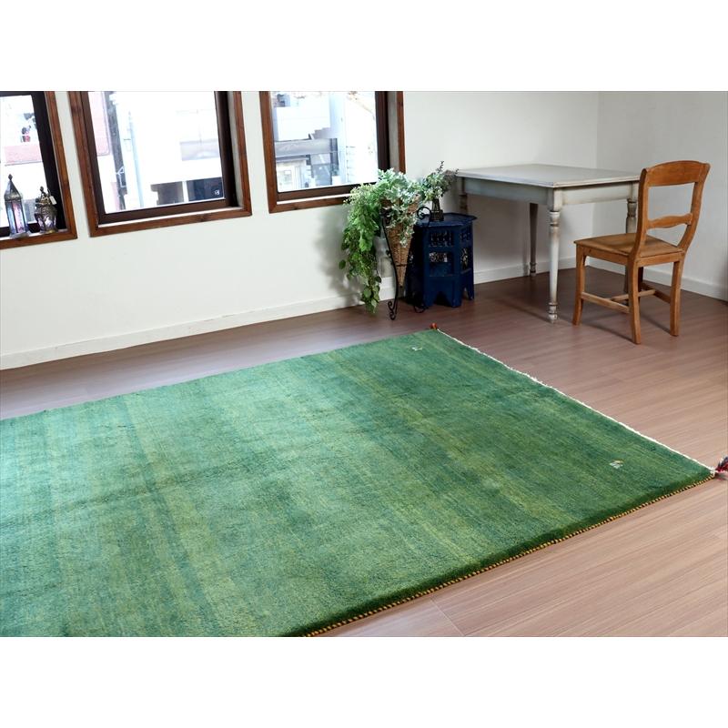 ギャッベ　グリーン 無地　シンプル 238x170cm 自然なグラデーション | ブランド登録なし | 05