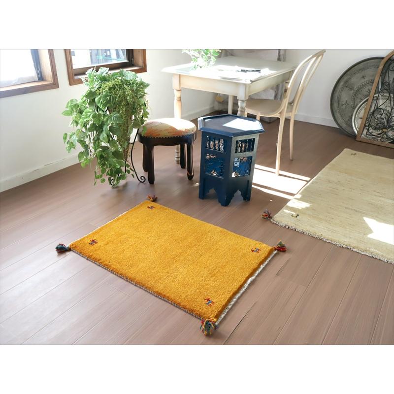 ギャッベ　手織りラグ イラン産 88x62cm 玄関サイズ　マスタードイエロー | ブランド登録なし | 01