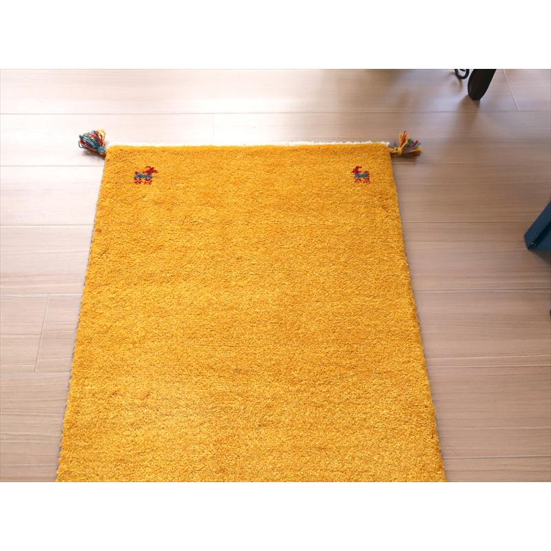 ギャッベ　手織りラグ イラン産 88x62cm 玄関サイズ　マスタードイエロー | ブランド登録なし | 02