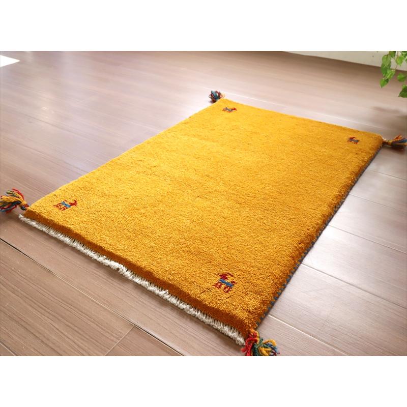 ギャッベ　手織りラグ イラン産 88x62cm 玄関サイズ　マスタードイエロー | ブランド登録なし | 03