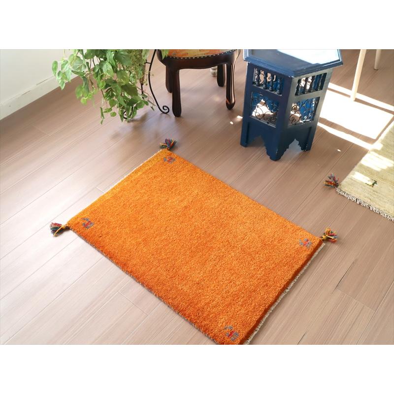 ギャッベ　手織りラグ イラン産 87x60cm 玄関サイズ　オレンジ | ブランド登録なし | 01