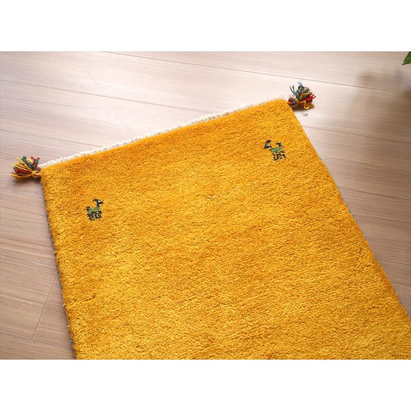 ギャッベ　手織りラグ イラン産 88x63cm 玄関サイズ　イエロー | ブランド登録なし | 02