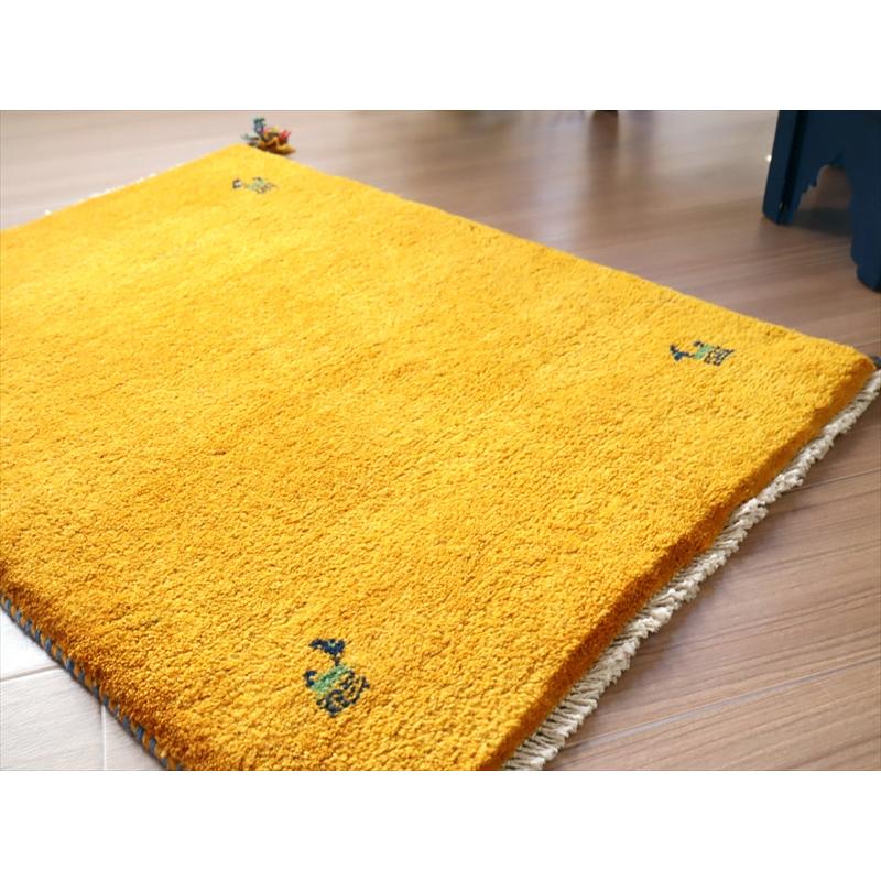 ギャッベ　手織りラグ イラン産 88x63cm 玄関サイズ　イエロー | ブランド登録なし | 03