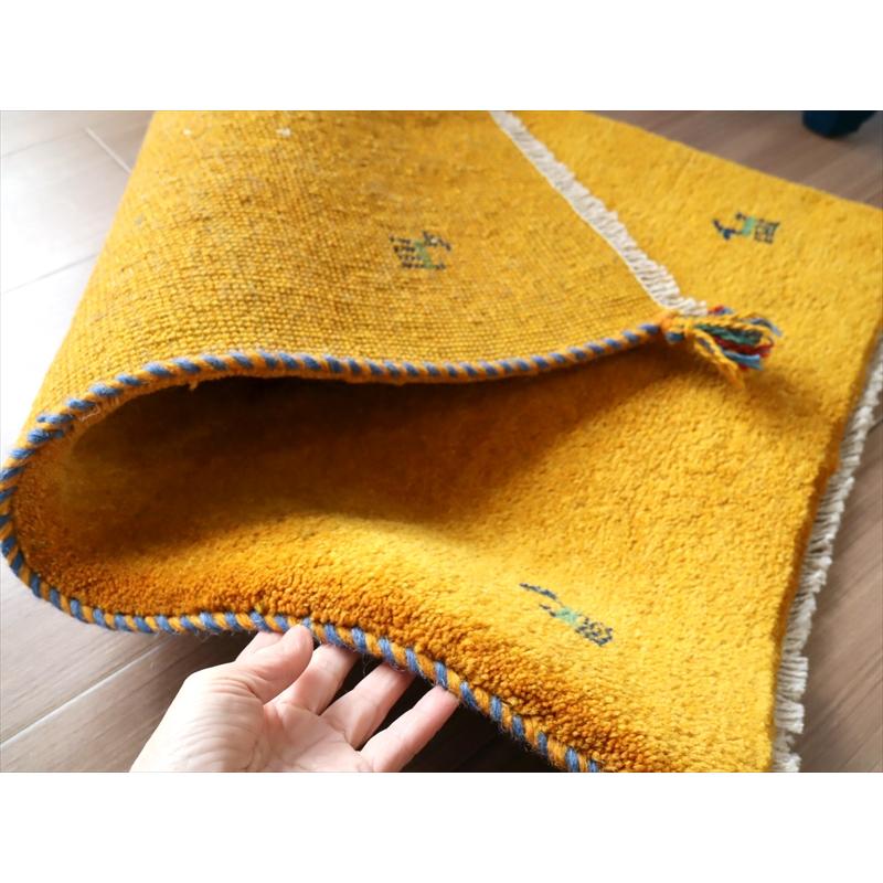 ギャッベ　手織りラグ イラン産 88x63cm 玄関サイズ　イエロー | ブランド登録なし | 04