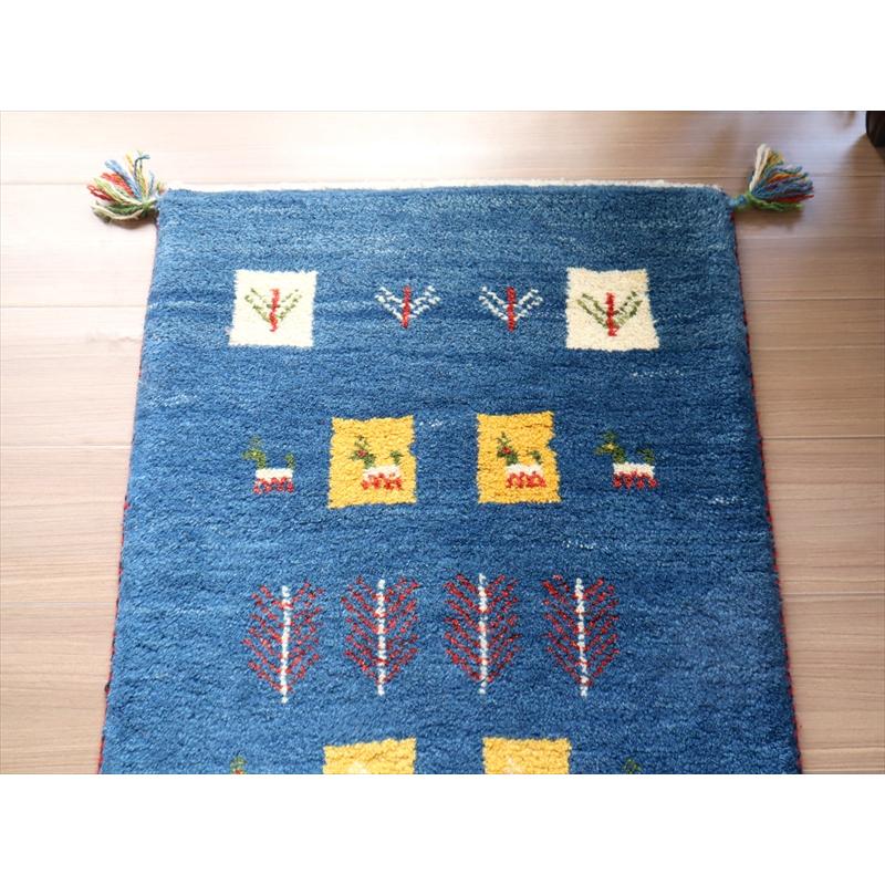 ギャッベ　手織りラグ イラン産 88x58cm 玄関サイズ　ブルー | ブランド登録なし | 02