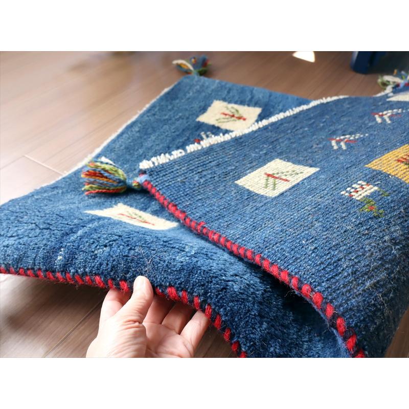 ギャッベ　手織りラグ イラン産 88x58cm 玄関サイズ　ブルー | ブランド登録なし | 04