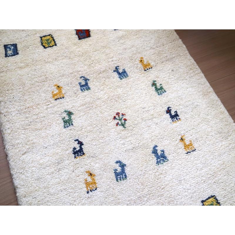 ギャッベ　手織りラグ イラン産 85x65cm 玄関サイズ　アイボリー | ブランド登録なし | 02