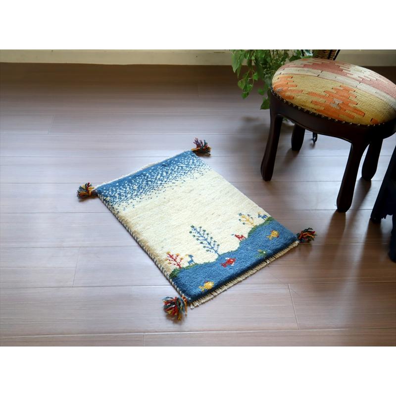 ギャッベ 手織り イラン産 56x40cm 風景のギャッベ　アイボリー | ブランド登録なし | 01