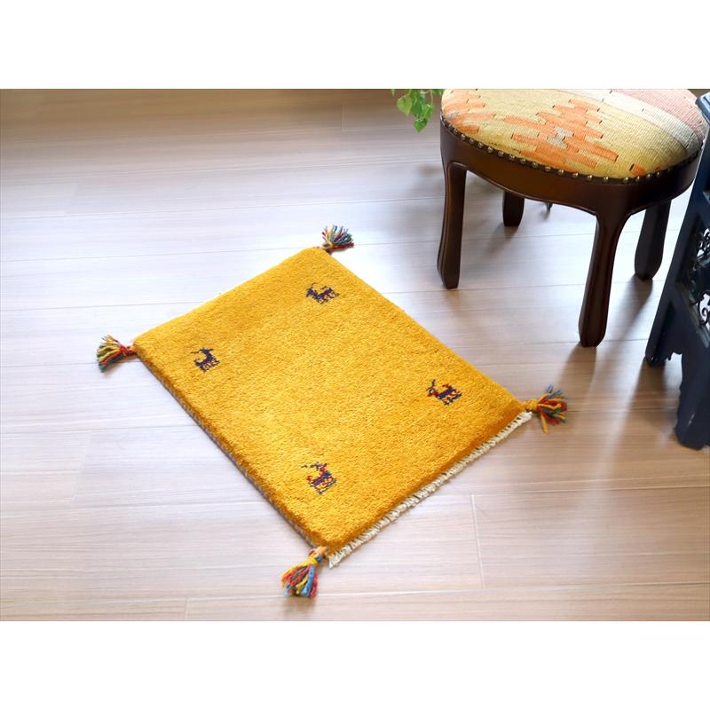 ギャッベ 手織り イラン産 57x42cm イエロー　無地　シンプル | ブランド登録なし | 01