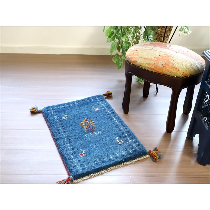 ギャッベ 手織り イラン産 57x40cm ブルー　生命の木 | ブランド登録なし | 01