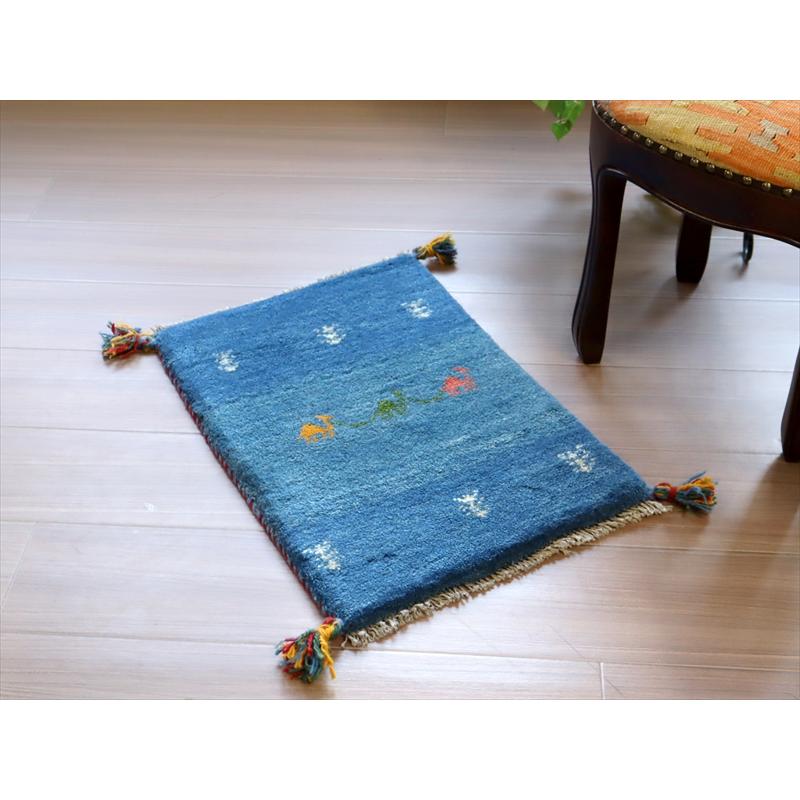 ギャッベ 手織り イラン産 55x38cm ブルーグラデ―ション　ラクダ | ブランド登録なし | 01
