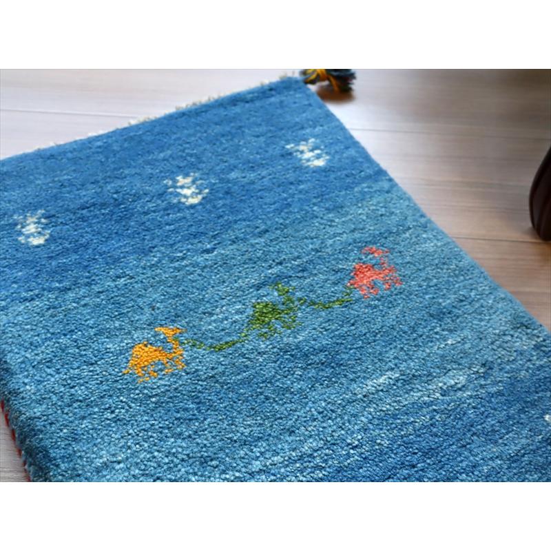 ギャッベ 手織り イラン産 55x38cm ブルーグラデ―ション　ラクダ | ブランド登録なし | 02