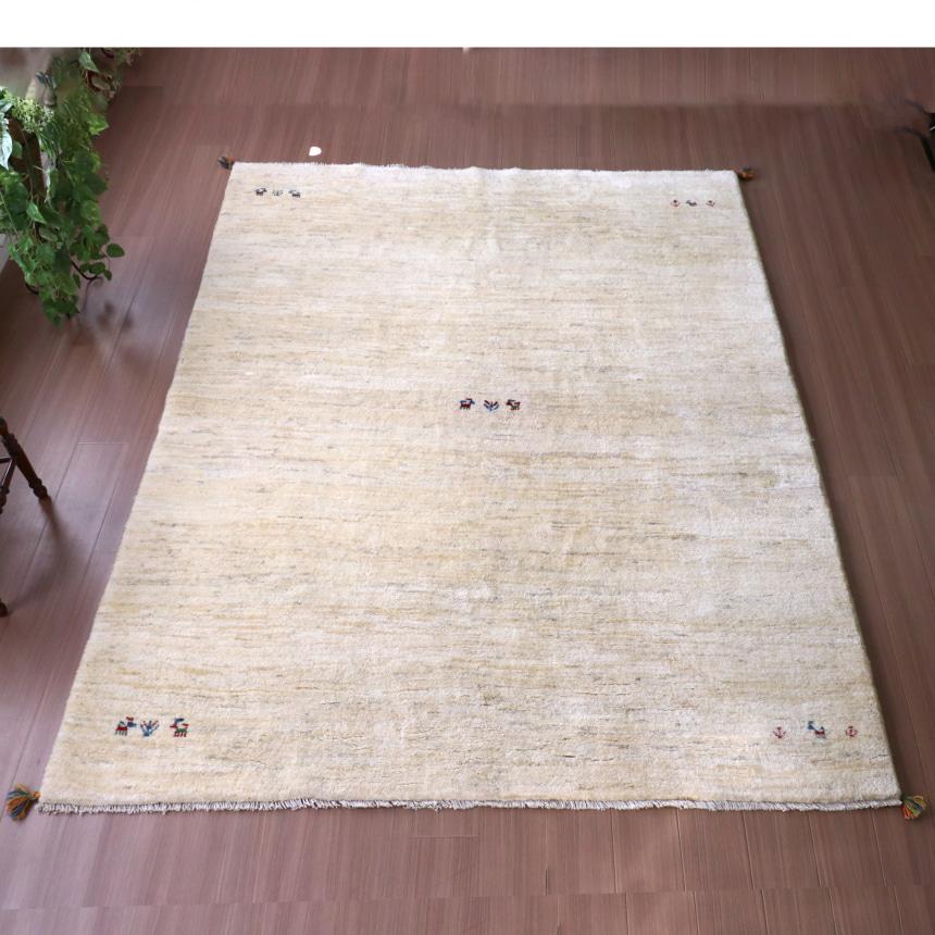 ギャッベ　イラン産手織りラグ　ふかふか 263x200cm ナチュラルアイボリー 大型ルームサイズ | ブランド登録なし