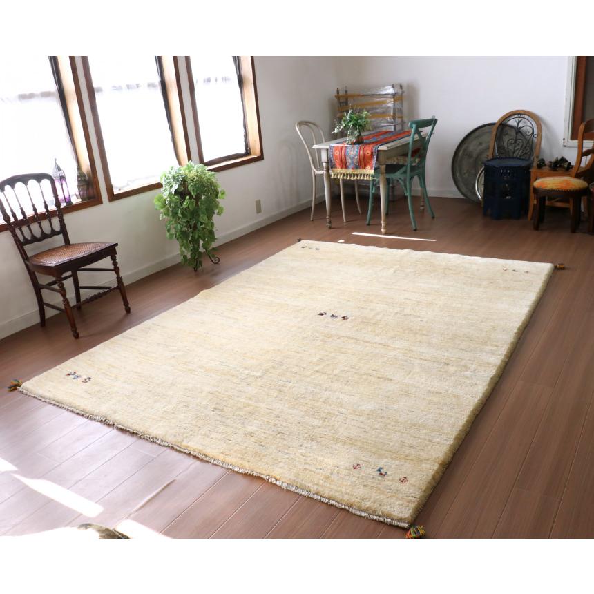ギャッベ　イラン産手織りラグ　ふかふか 263x200cm ナチュラルアイボリー 大型ルームサイズ | ブランド登録なし | 01