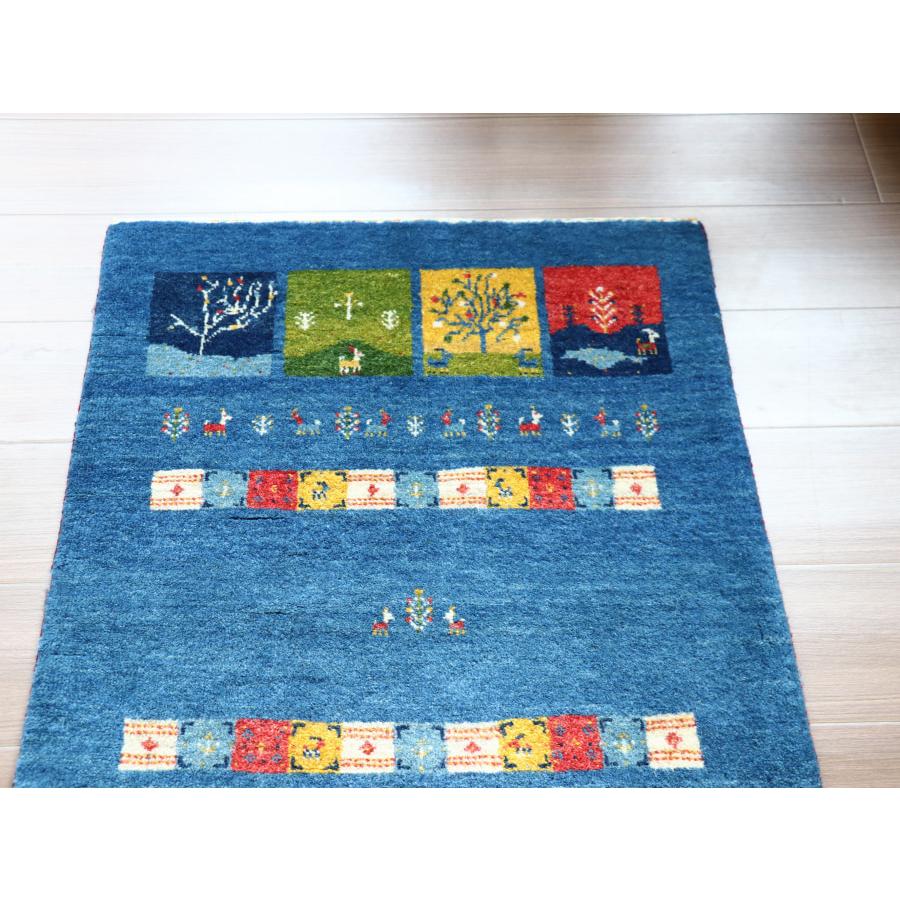 ギャッベ　イラン 手織り  93x64cm 玄関マットサイズ　ブルー　風景のギャッベ | ブランド登録なし | 03