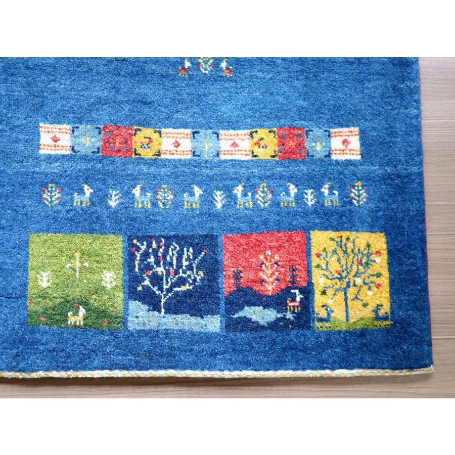 ギャッベ　イラン 手織り  93x64cm 玄関マットサイズ　ブルー　風景のギャッベ | ブランド登録なし | 04