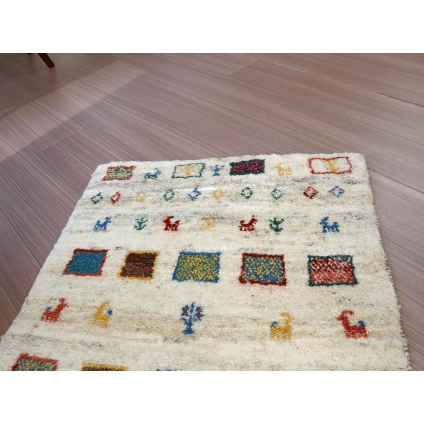 ギャッベ　イラン 手織り  87x60cm 玄関マットサイズ　ナチュラルアイボリー | ブランド登録なし | 03