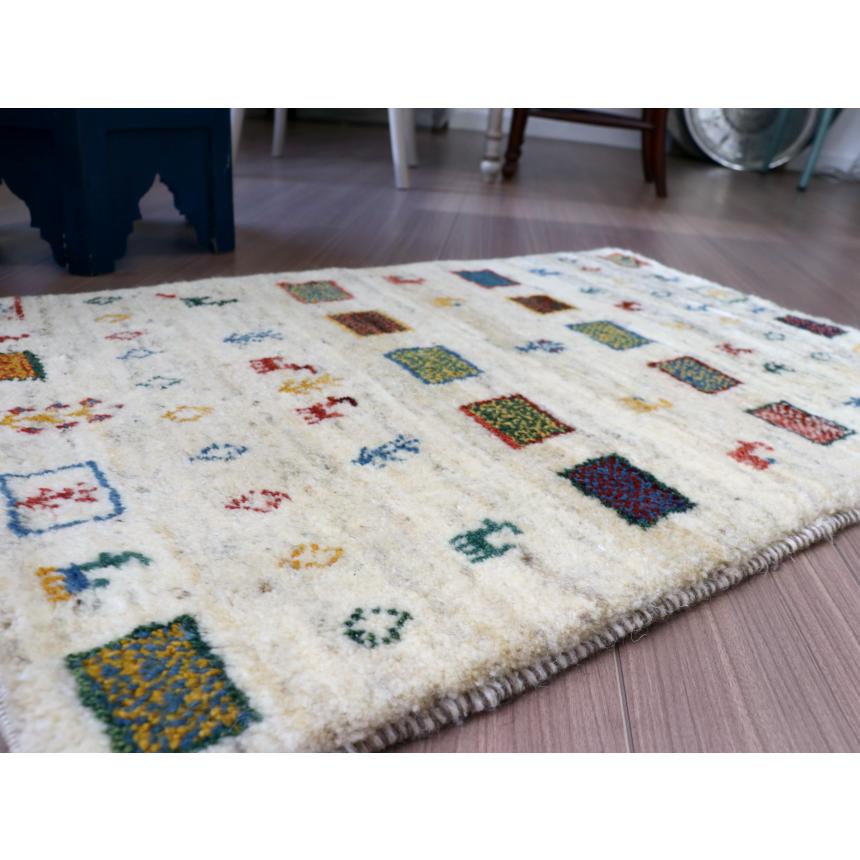 ギャッベ　イラン 手織り  87x60cm 玄関マットサイズ　ナチュラルアイボリー | ブランド登録なし | 04