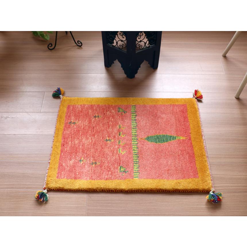 ギャッベ　イラン 手織り  80x56cm 玄関マットサイズ　明るいレッド　生命の木　 | ブランド登録なし | 02