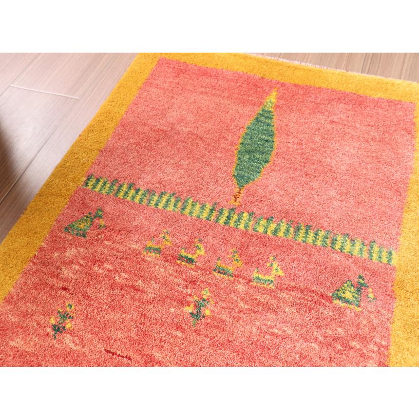 ギャッベ　イラン 手織り  80x56cm 玄関マットサイズ　明るいレッド　生命の木　 | ブランド登録なし | 03