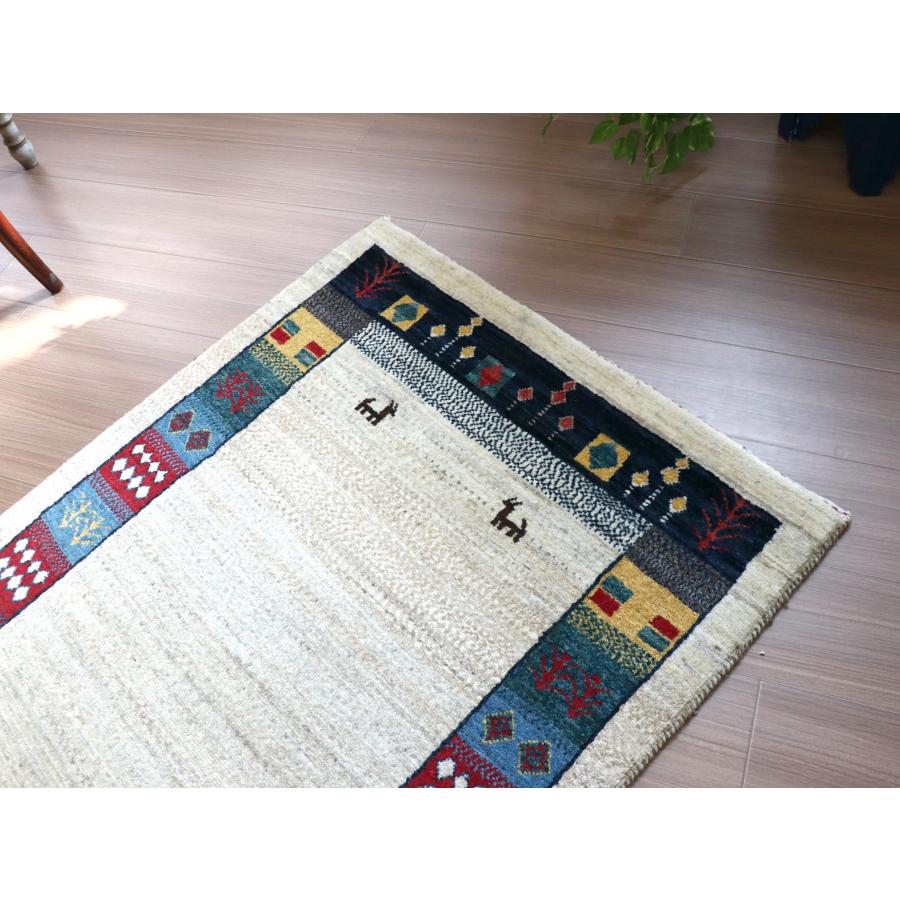 ギャッベ リズバフト ライトベージュ 119x83cm 細かな織り　カラフルなボーダー | ブランド登録なし | 04