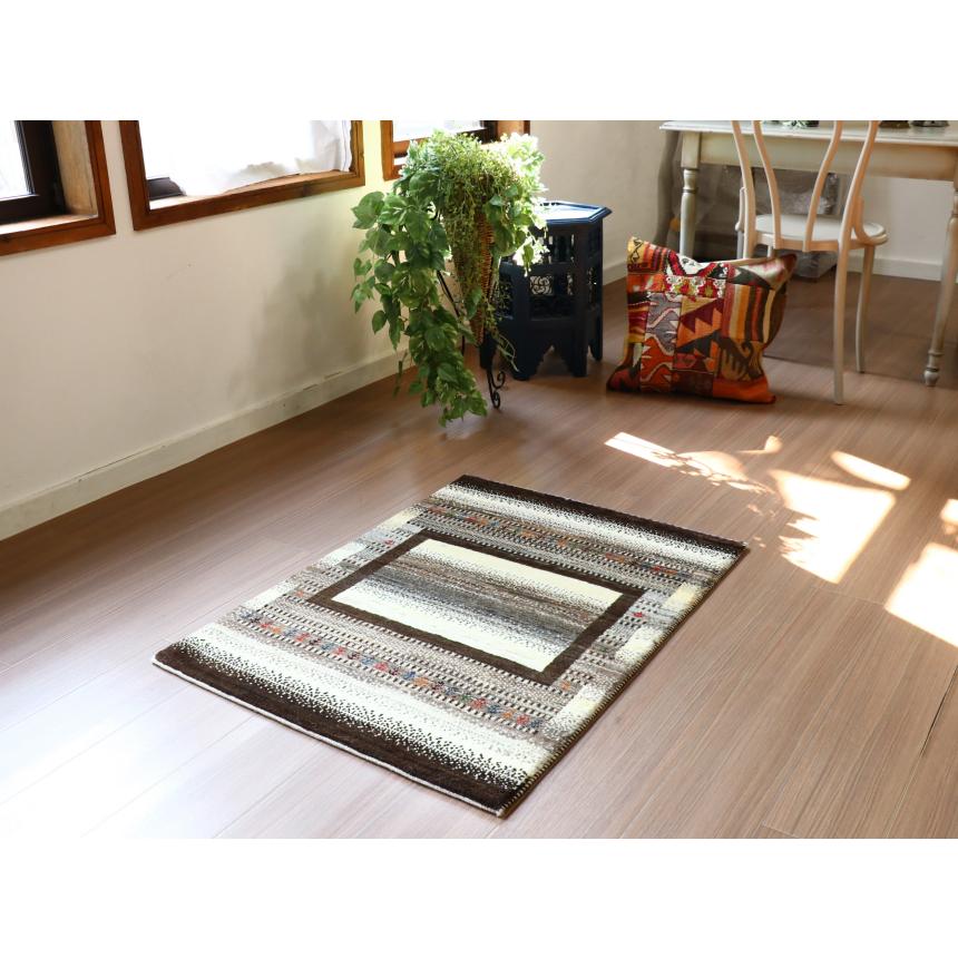 ギャッベ　タビーバフ Gabbeh Tabiibaft 96x71cm アイボリー　ブラウン　グラデーション | ブランド登録なし | 01