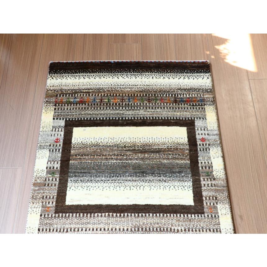 ギャッベ　タビーバフ Gabbeh Tabiibaft 96x71cm アイボリー　ブラウン　グラデーション | ブランド登録なし | 02
