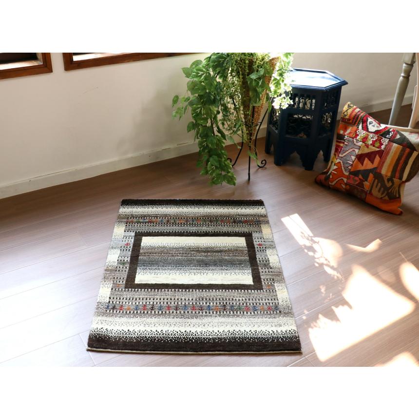 ギャッベ　タビーバフ Gabbeh Tabiibaft 96x71cm アイボリー　ブラウン　グラデーション | ブランド登録なし | 05