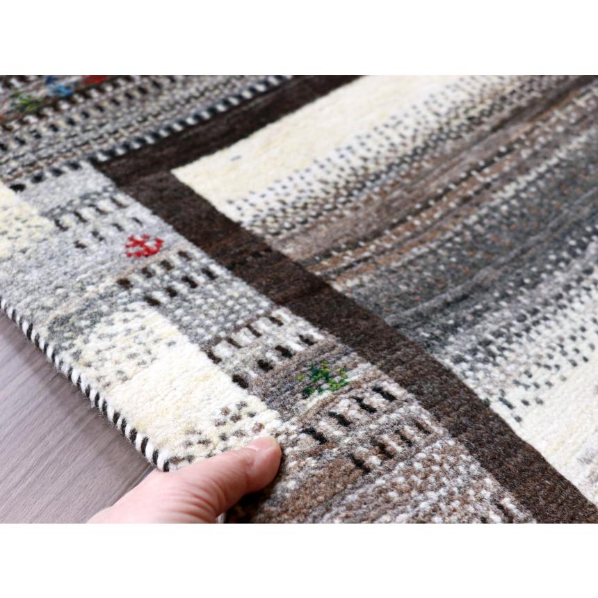 ギャッベ　タビーバフ Gabbeh Tabiibaft 96x71cm アイボリー　ブラウン　グラデーション | ブランド登録なし | 08